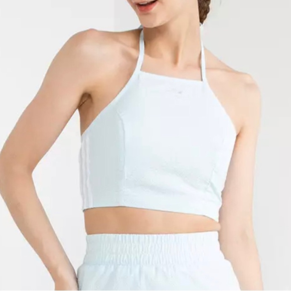 Adidas Poplin Baby Blue Halter Crop Tank Women’s XS - Picture 3 of 8